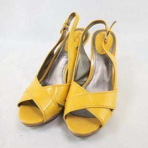 Yellow Peep Toe 4" Heel Slingback